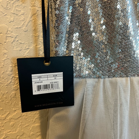 BB Dakota Silver Grey Sequins Mesh Dress - Picture 10 of 16